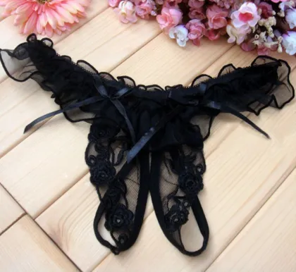 Lace Thong Panty Open Front Women's Underwear