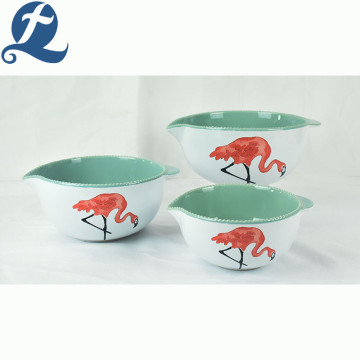 Fashion trend unique printed ceramic pointed mouth bowl