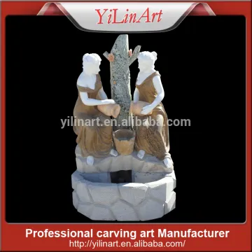 Mixed Color Stone Water Wall Fountain With Statue YL-W201