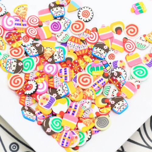 10MM Colorful Cartoon Candy Dessert Slices Polymer Clay Slices Mud Clay Slime Filling For Diy Re-ment Cake Decoration