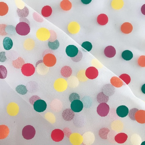 Dots Offset Printed Poly Mesh Fabric