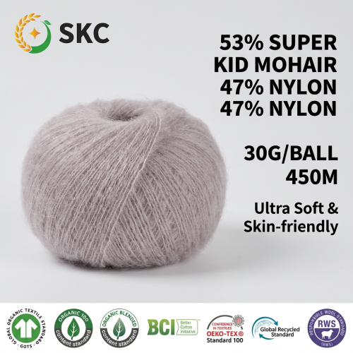OEM/ODM Luxury NM12/1 53% Super Kid Mohair 47% نایلون پشم مخلوط نخ