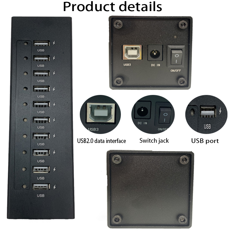 Plugue e reproduza o hub de 10 portas USB2.0