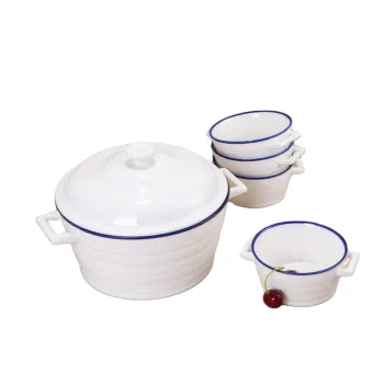 Luxury Soup Pot Set - 15pcs Ceramic Porcelain Soup Tureen, Pot and Bowl Set