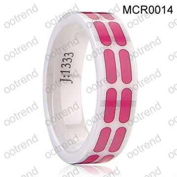 Red and white ceramic rings for women, 2012 new design women white ceramic rings