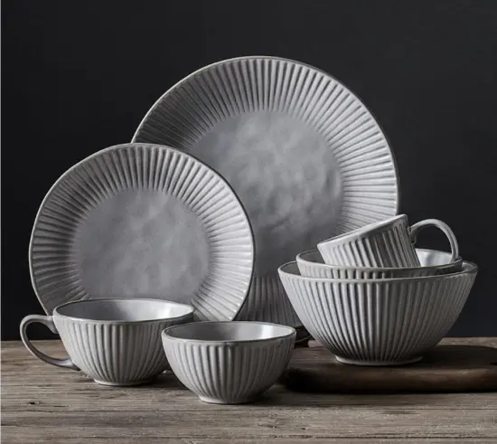Embossed stoneware dinnerware Tableware