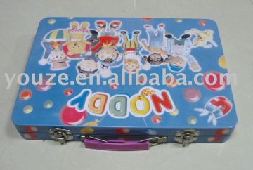 metal tin can box with handle