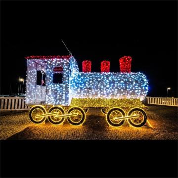 Customized 26 Years Factory Giant 3D LED Train Christmas Decoration Lights