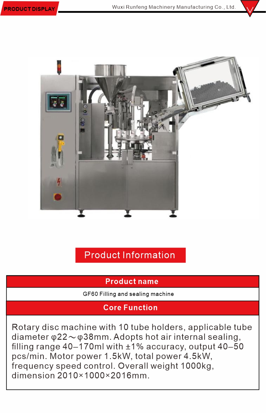 High Accuracy Cream Tube Filling Machine