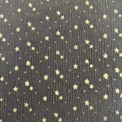 Gold Star Foil Print Warp Crepe Fabric