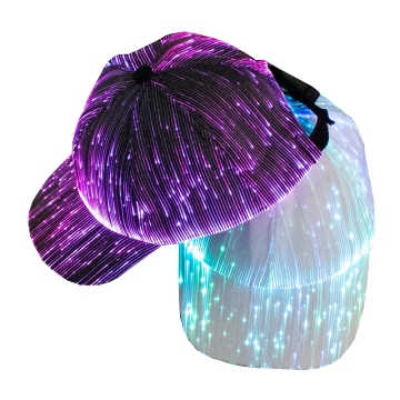 Rechargeable LED Luminous Glowing Linen Snapback Hat for Music Festivals and Holidays
