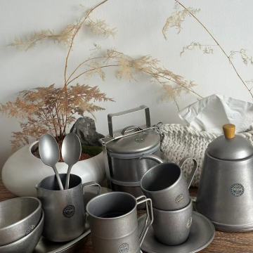 Modern Silver Metal Cutlery with Wooden Handles