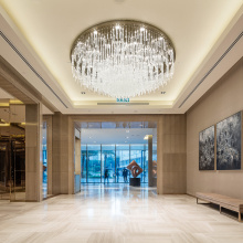 Hotel lobbly pillar white glass ceiling light chandelier