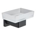 Zinc black soap holder with frosted glass dish
