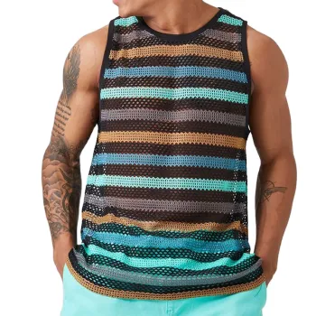 Summer Men's Fashion: Customizable Tank Tops, Sleeveless T-Shirts & Striped Vests with O-Neck