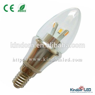 Hot CE & RoHS approval clear/milky Silver b22/e27/ e14 led candle light