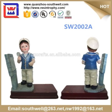 lovelly boy statues with fancy pen holder and business card holder and pen gift set in resin craft