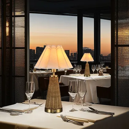 Nordic 5200mAh Rattan Table Lamp for Home, Office & Wedding Decorations