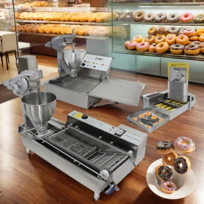 Professional Belt Gas Fryer Machine for Berliner Donuts with Deep Oil Fryer