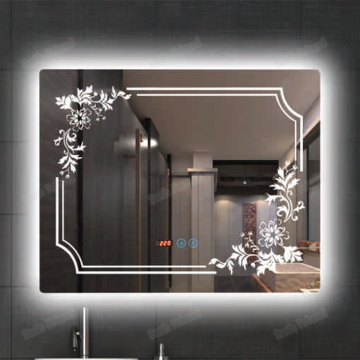 China Factory Touch Screen LED Lighted Bathroom Mirror Defogger Vanity Rectangle Smart LED Mirror