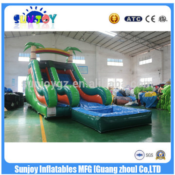 Whosale USA Commercial Grade Inflatable Palm Tree Water Slides With Detachable Pool