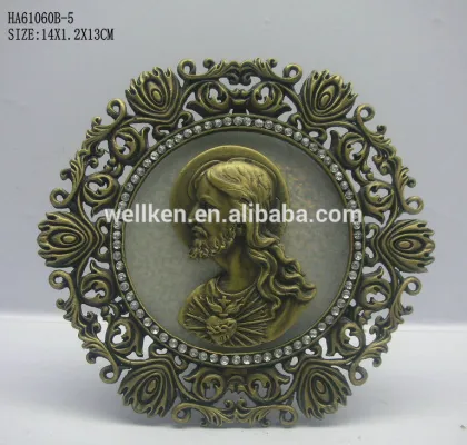 zinc alloy catholic item,pewter holy land plaque frame,metal religious figures