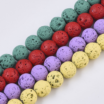 Shop Pandahall 8mm Mixed Color Spray Painted Round Natural Lava Beads