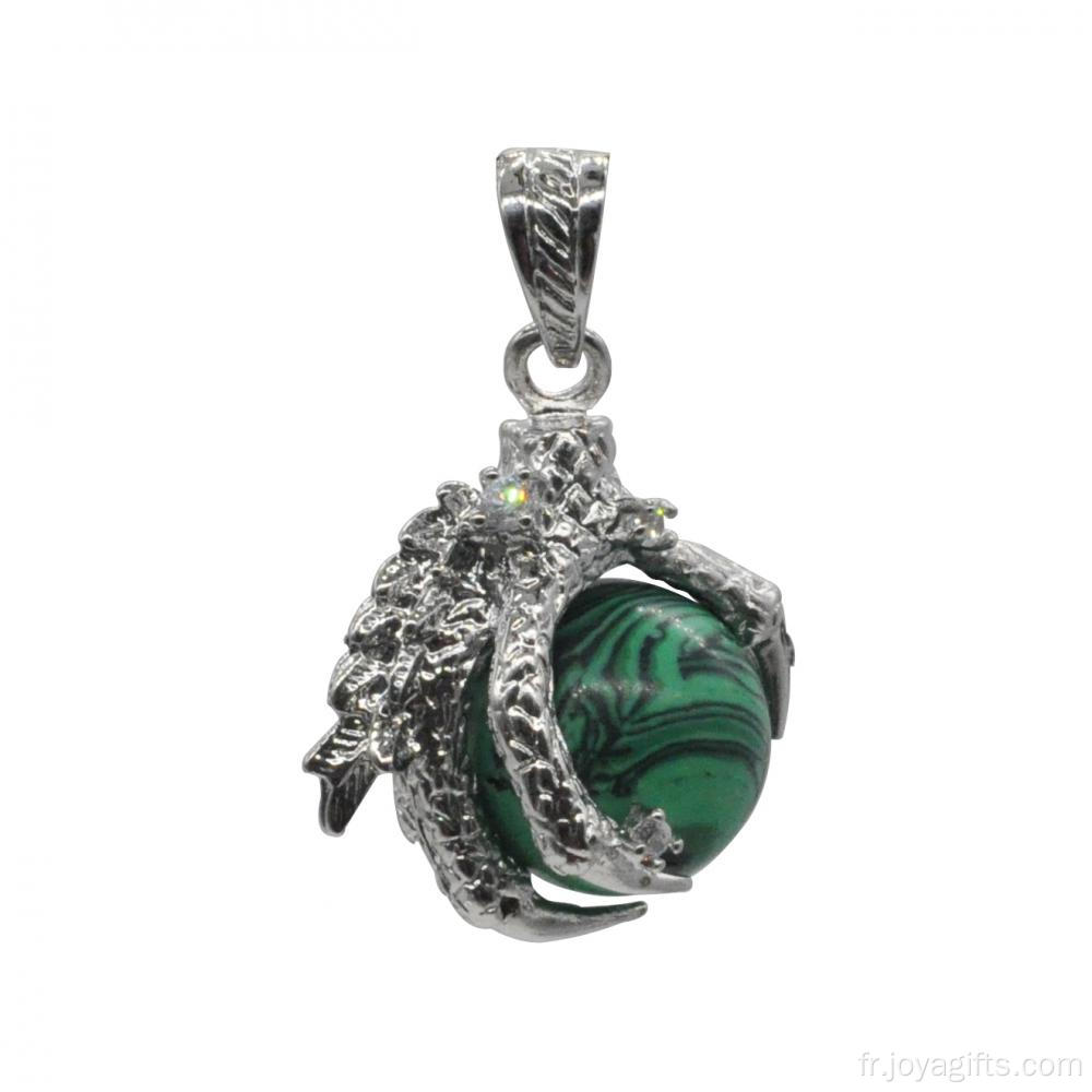 Nouveaux produits 2016 Charm Jewelry Malachite Sphère Dragon Ball Griffe Pendentif