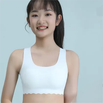 Seamless Ice Silk Cross Back Bra Camisoles for Girls' Middle and High School Sports Underwear