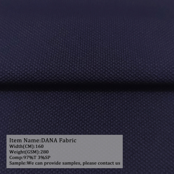 Custom Color 280GSM Knitted Polyester Spandex DANA Fabric Garment Search
