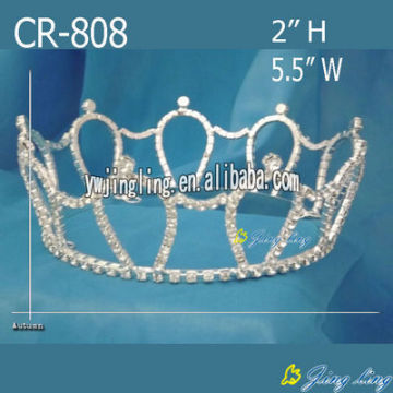 Diamantes de imitación barata Ronda coronas desfile completo redondo Tiaras