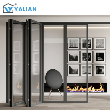 Lightweight Aluminum Tempered Glass Folding Door Customized