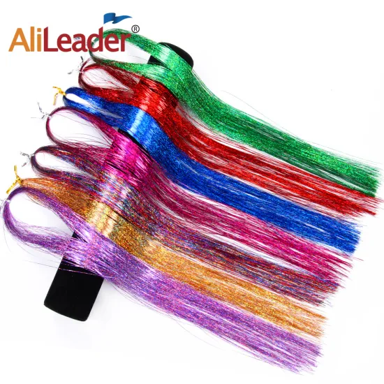 AliLeader Cheap 36" Sparkle Fairy Hair Tinsel 7 Colors Shiny Hair Streaks