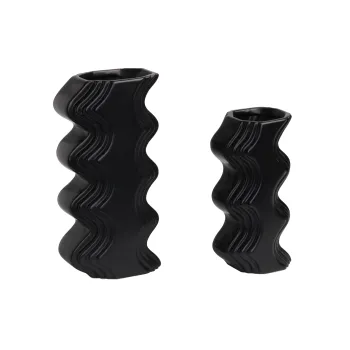 K&B Wavy Configuration Black Stripe Tall Wave Vase: Elegant Desktop Decor