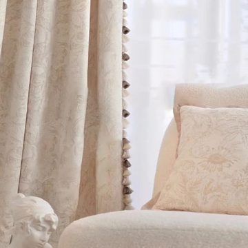 Blackout Shading 1300gsm Chenille Tassel Jacquard Curtain