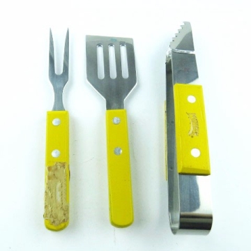 mini wooden handle stainless steel BBQ tool set