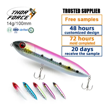 THORFORCE Top Water Painted Stick Bait Lure for Walk-the-Dog Fishing Technique, Suitable for Catfish and Other Predatory Fish