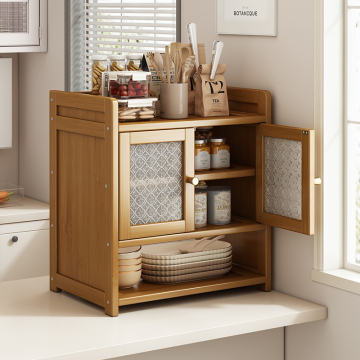 Bamboo Kitchen Storage Rack with Multiple Shelves