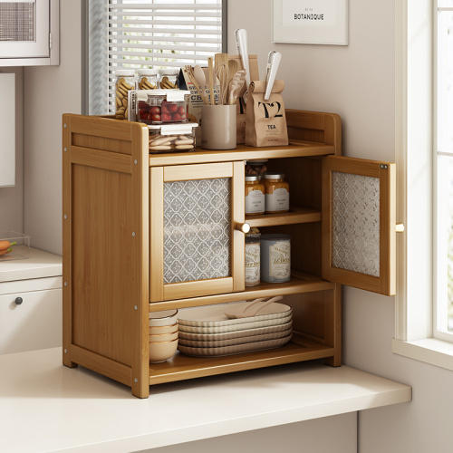 رف تخزين المطبخ من الخيزران مع أرفف متعددة