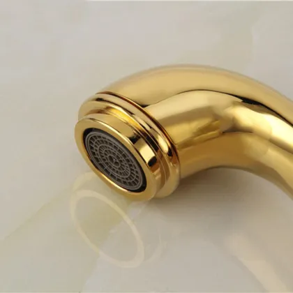Gold Basin Taps: Unique Design Marble Stone Brass Jade Retro Bathroom Faucets with Crystal