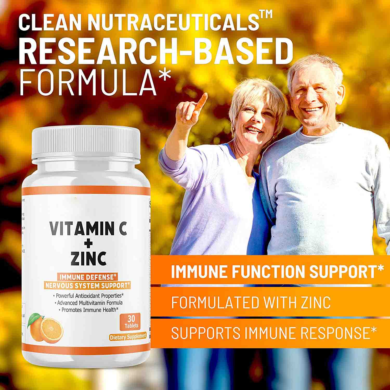 Private Label Immune Boost 500mg Orange Flavor Vitamin C Zinc Chewable Tablets Improve Immune System