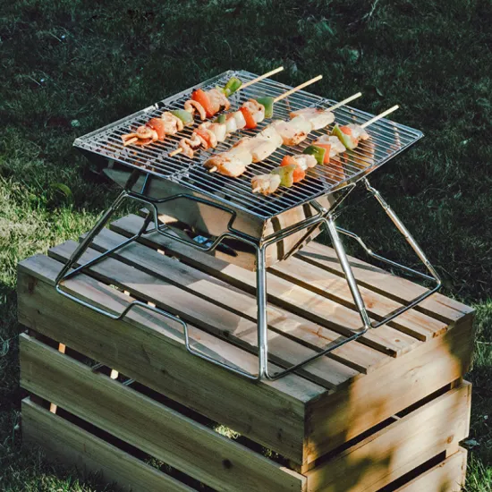 portable mini bbq stainless steel grill foldable camping barbecue