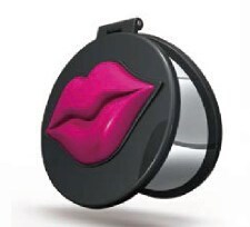 Red lip design round compact mirror