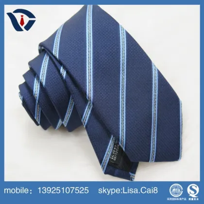 Royal blue custom logo silk woven necktie fabric wholesale