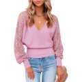 Women's Lace Patchwork Backless Sweater Tops