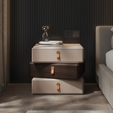 3 drawers nightstand 360 degree revolving bedside table
