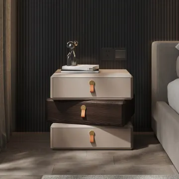 3 drawers nightstand 360 degree revolving bedside table