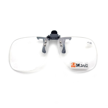 Customizable Reading Glasses with Flip-Up Arm Clip-On Lens