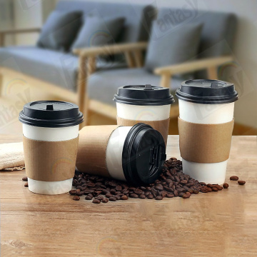 Disposable Double Wall Paper Coffee Cup with Lids