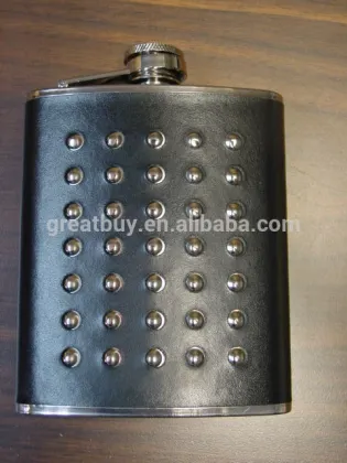pu leather covered stainless steel drinkware hip flask